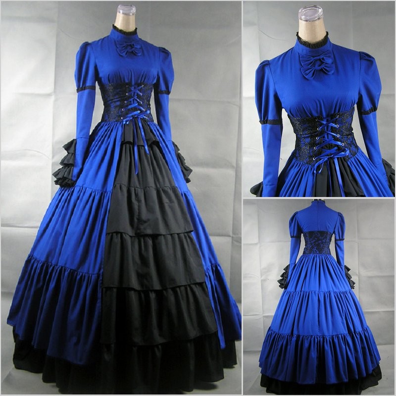 Adult Costume Blue Victoria Gothic Lolita Dress - Click Image to Close